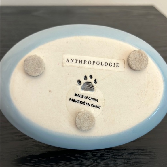 Anthropologie Adorable Blue and Gold French Inspired Jewelry Dish “Bonjour” - Picture 3 of 7